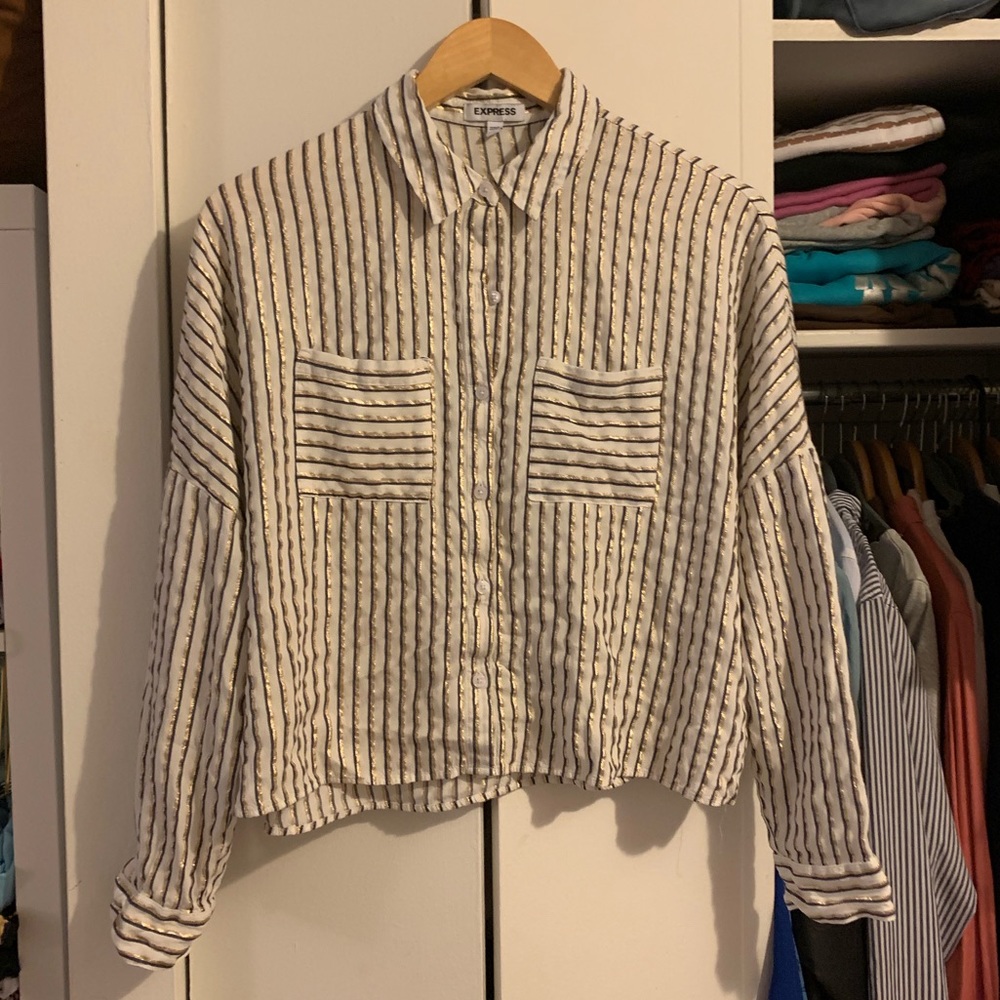 Express women’s shirt blouse fashion crop medium
